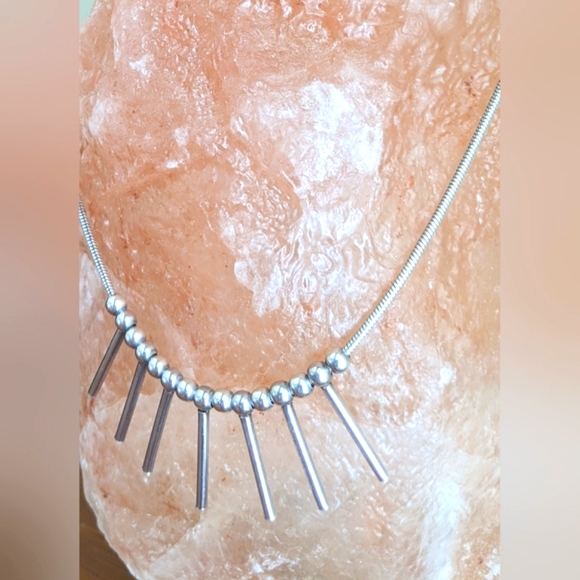 STERLING SILVER BEADS AND TUBES ROUND SNAKE NECKLACE - Picture 7 of 10